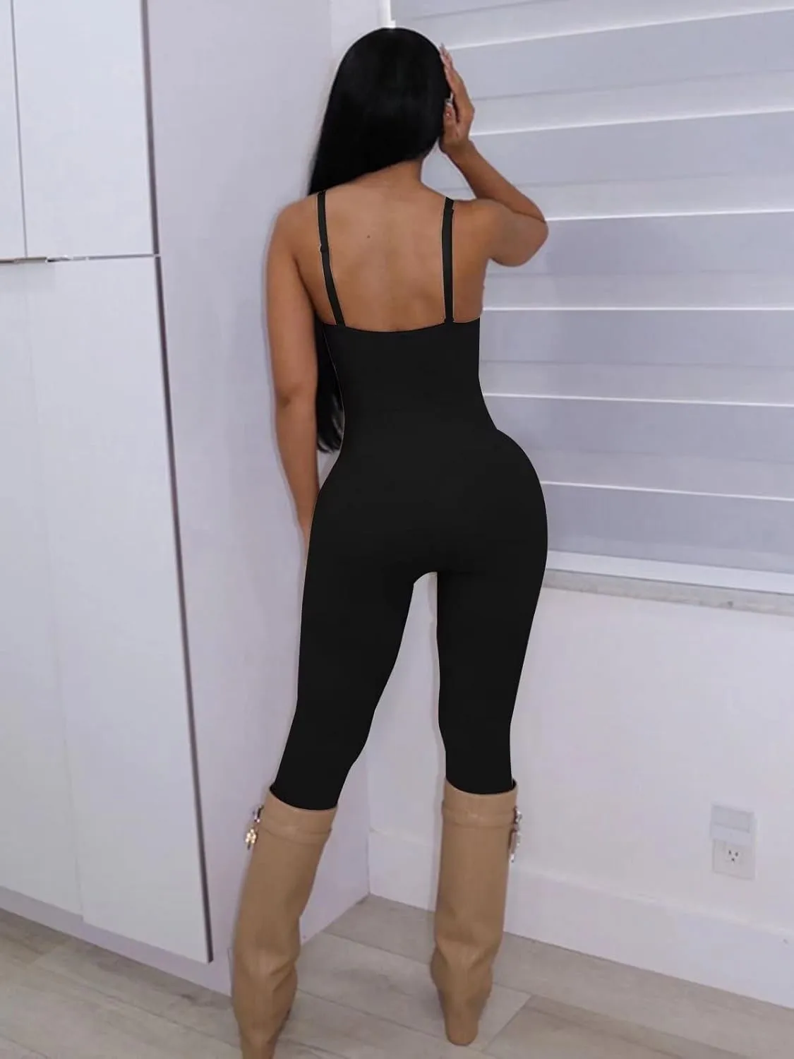 acelyn Women's Sexy Sleeveless Jumpsuits Bodycon Rompers Y2k Bodysuit Club Outfits