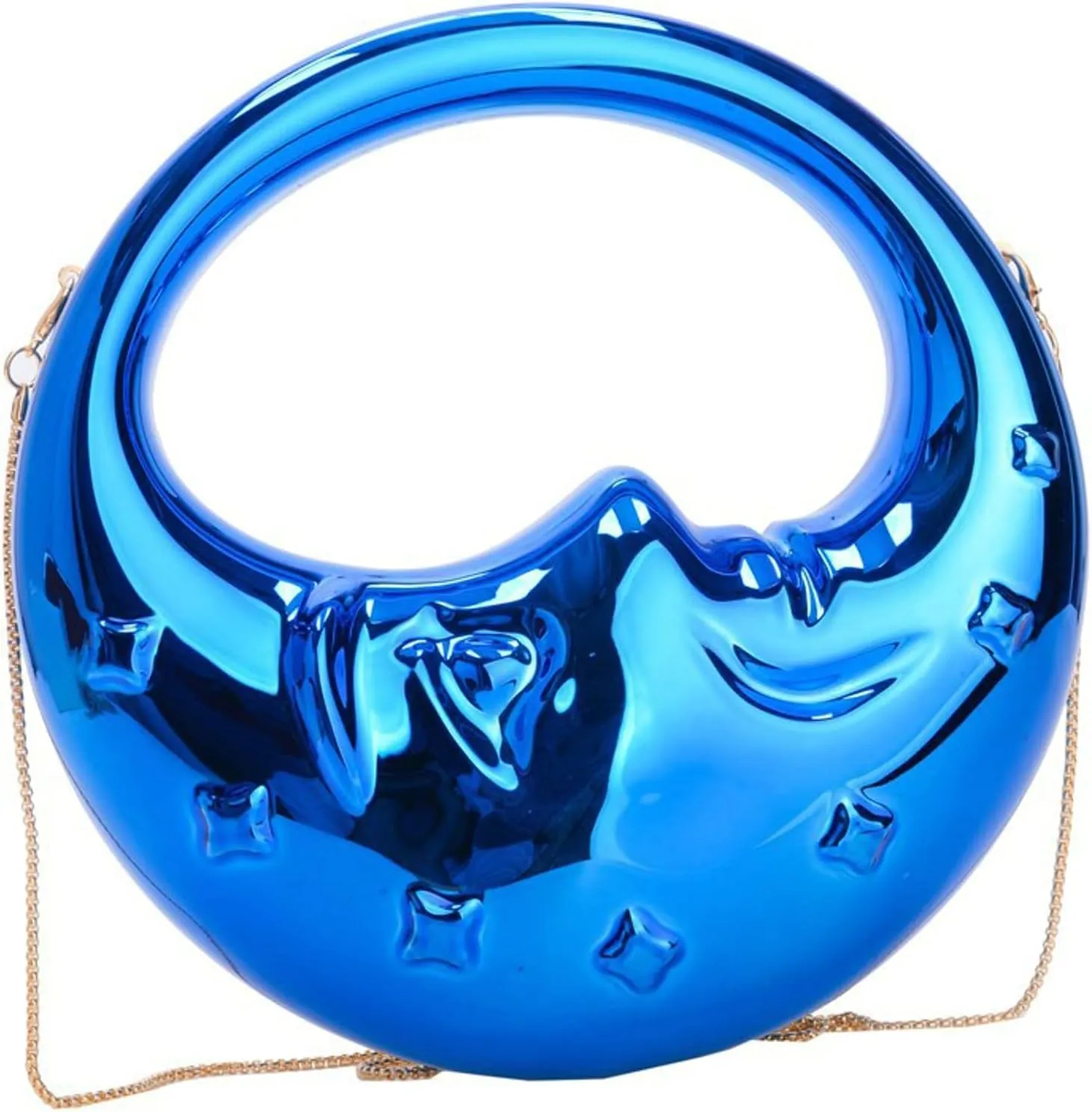 Acrylic Moon Shape Handbag Women Shoulder Crossbody Evening Clutch PVC Purse
