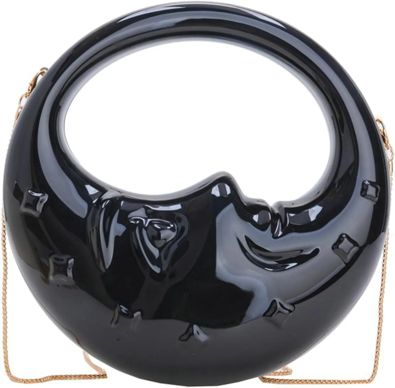Acrylic Moon Shape Handbag Women Shoulder Crossbody Evening Clutch PVC Purse