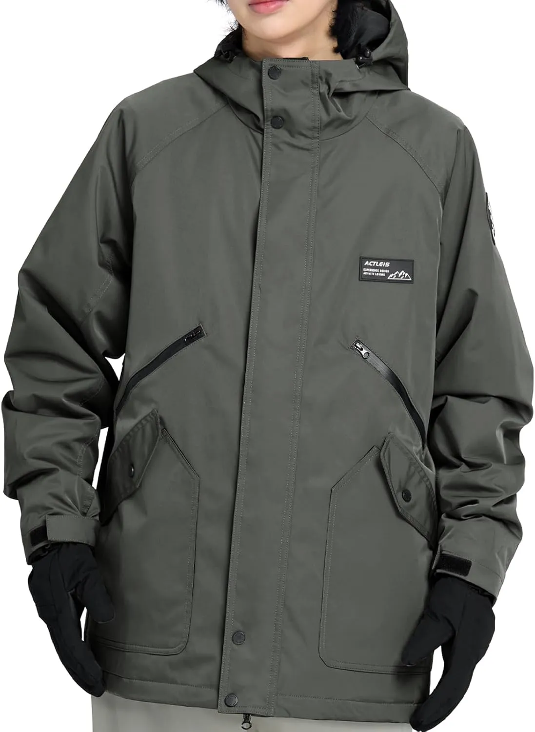 Actleis Men's Waterproof Snowboarding Jacket Winter Warm Windproof Ski Snow Coat With Hood