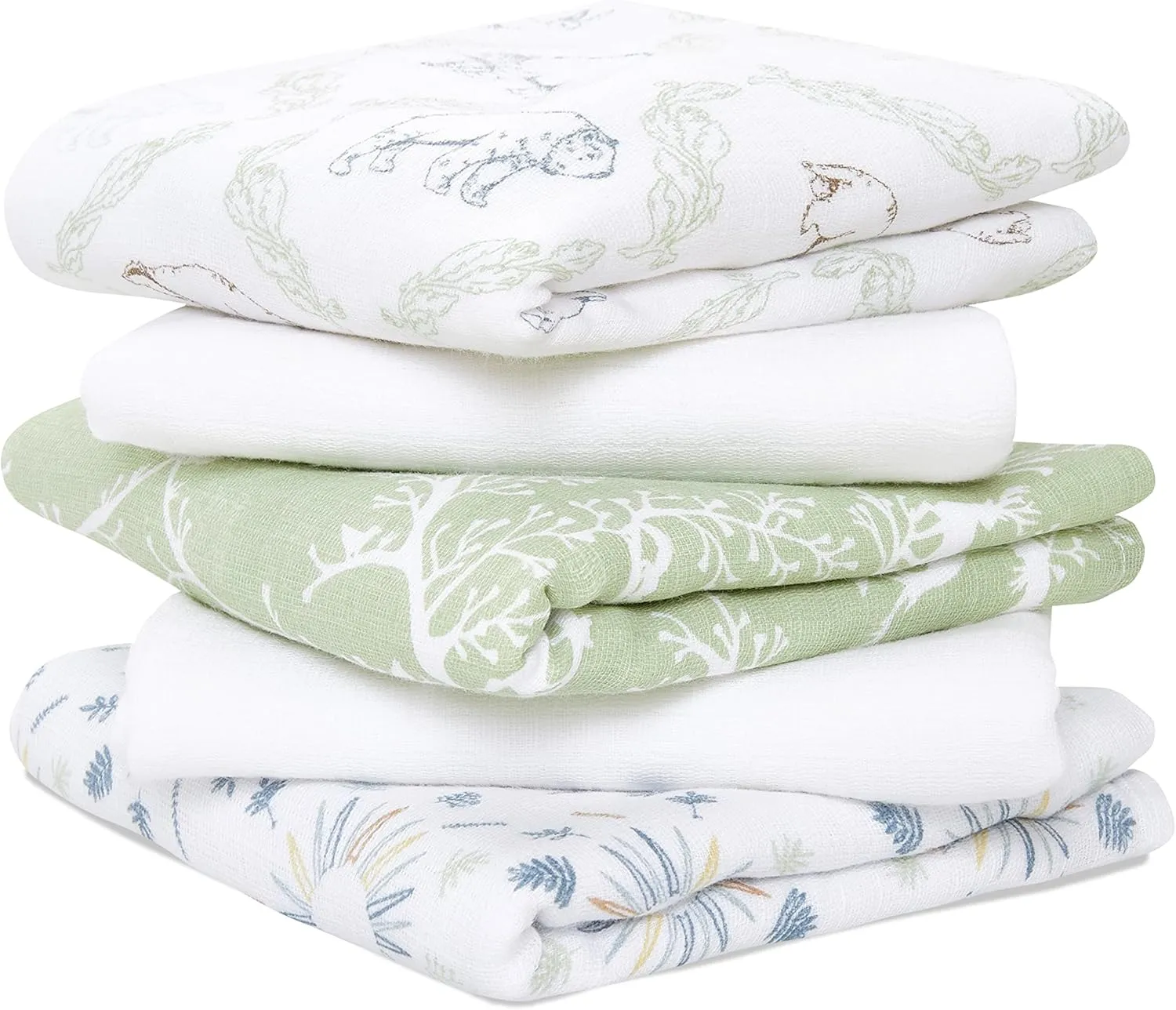 aden   anais Essentials Musy Squares, 100% Cotton Muslin, Lightweight and Beathable Diaper Bag Essential, 5 Pack, Harmony