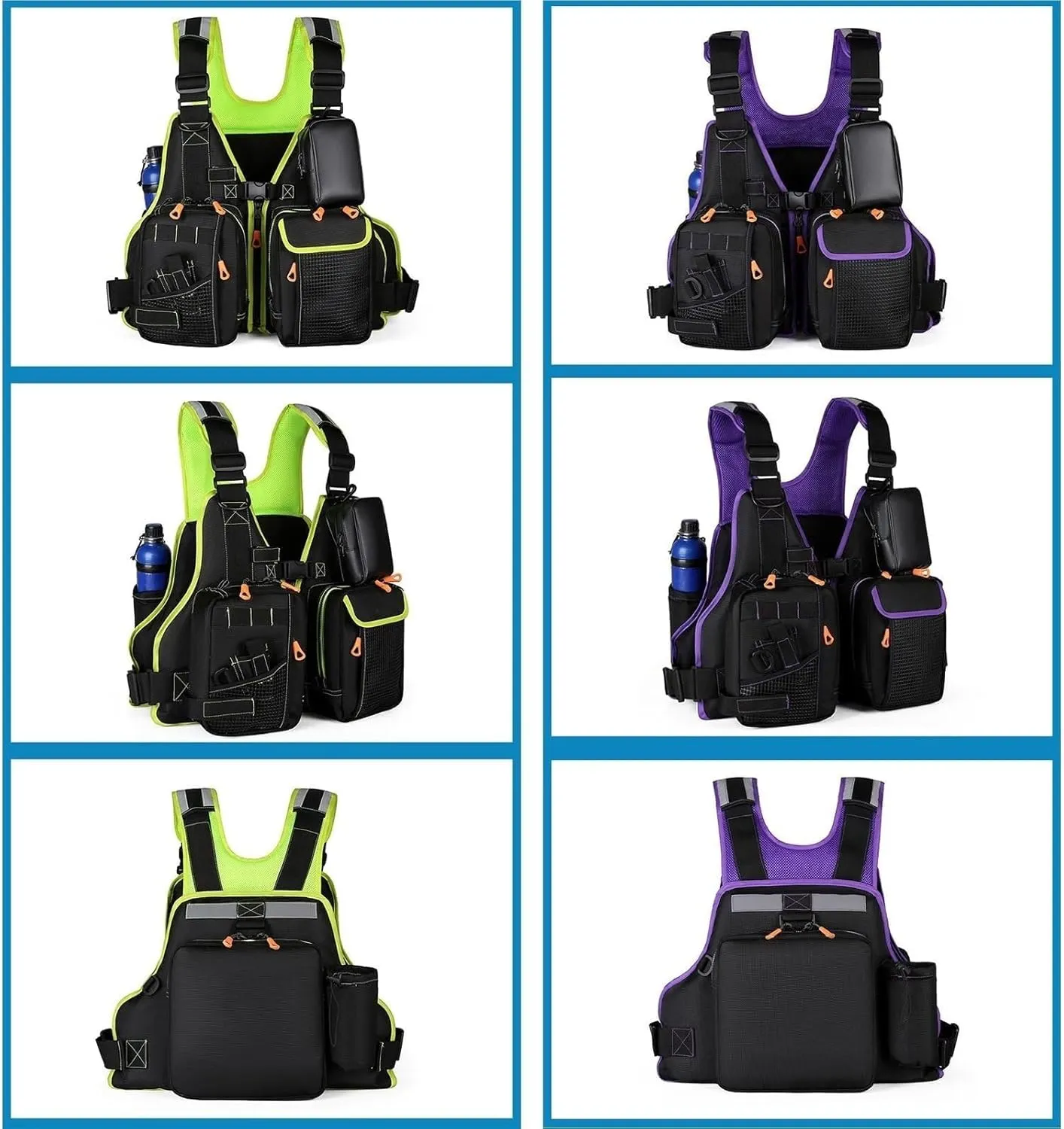 Adjustable Fishing Jacket with Detachable Waterproof Bag, Water Bottle Holder, Buoyant Cotton for 110-250Lbs Men and Women