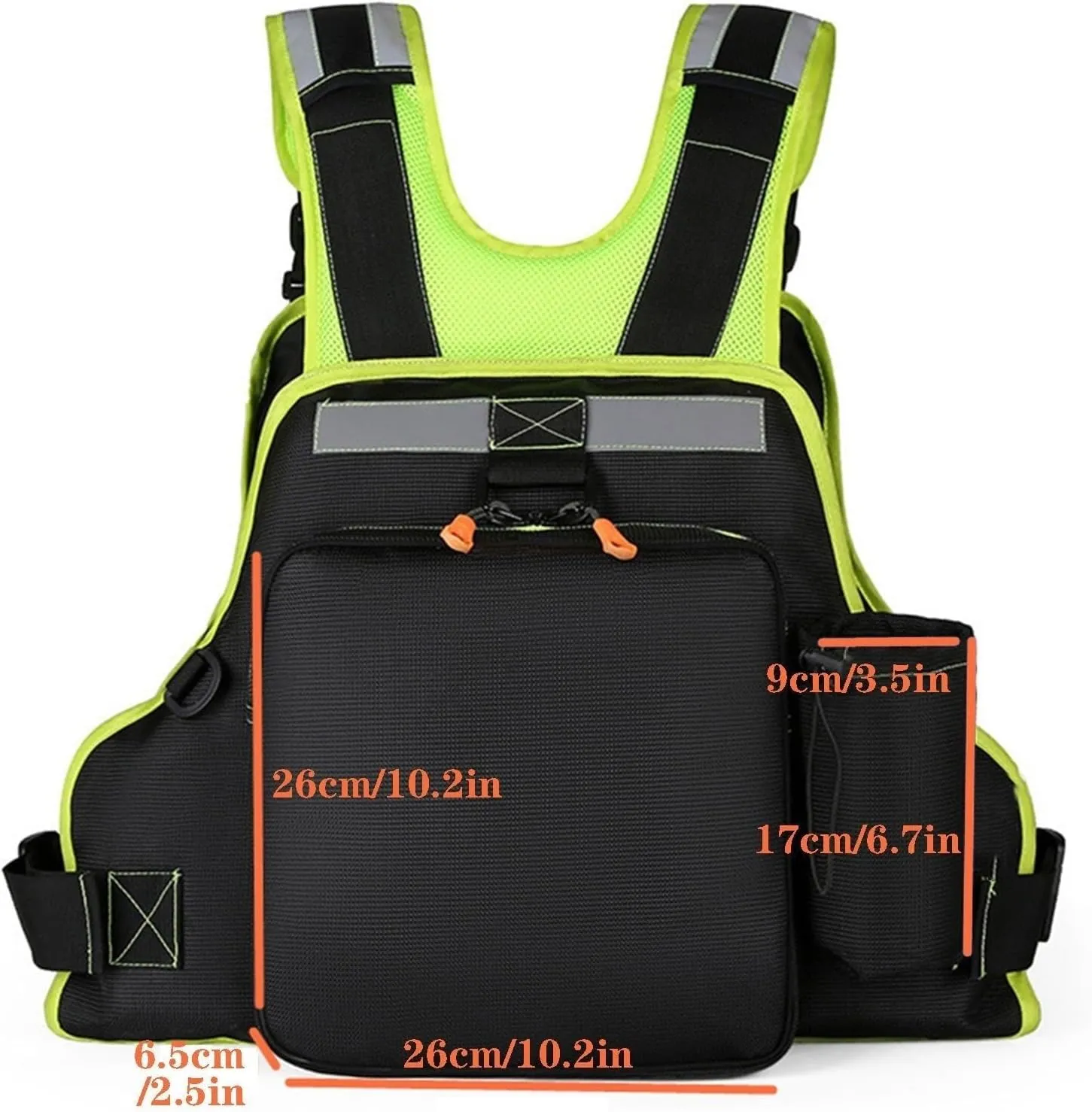 Adjustable Fishing Jacket with Detachable Waterproof Bag, Water Bottle Holder, Buoyant Cotton for 110-250Lbs Men and Women