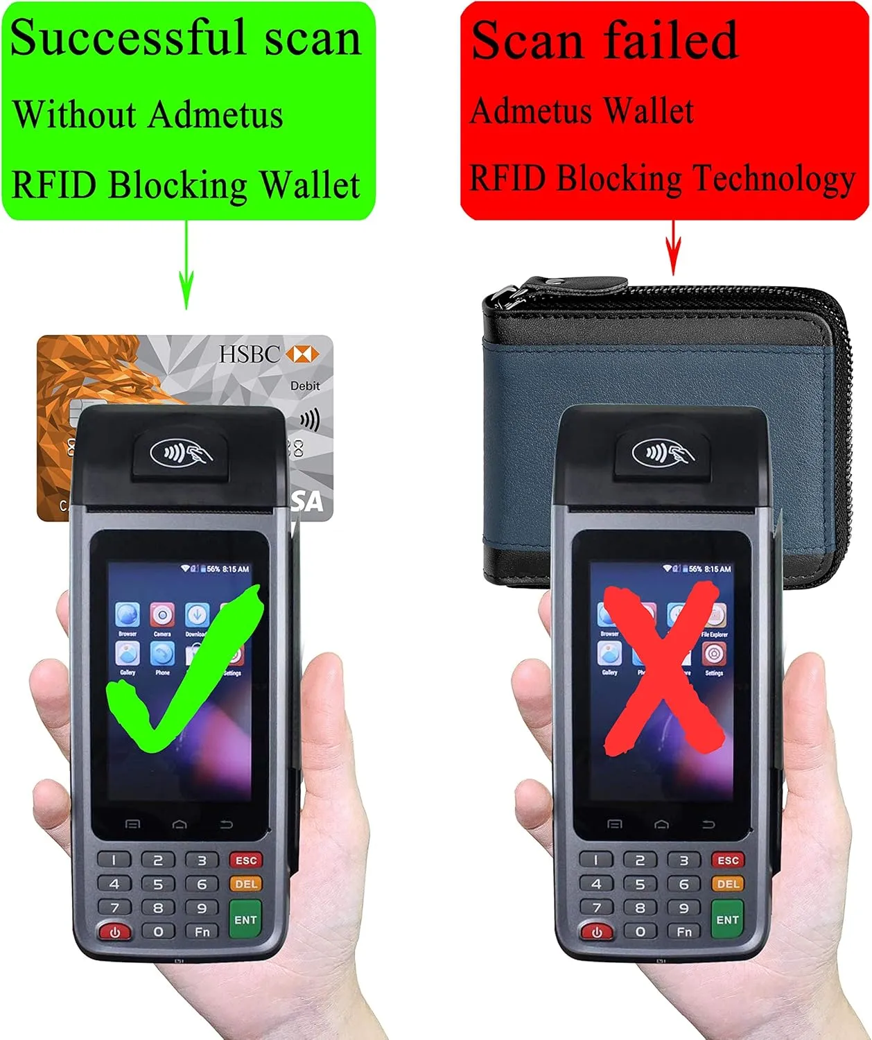 Admetus Mens RFID Blocking Wallets Zipper Leather Wallet for Men Bifold RFID Card Holder