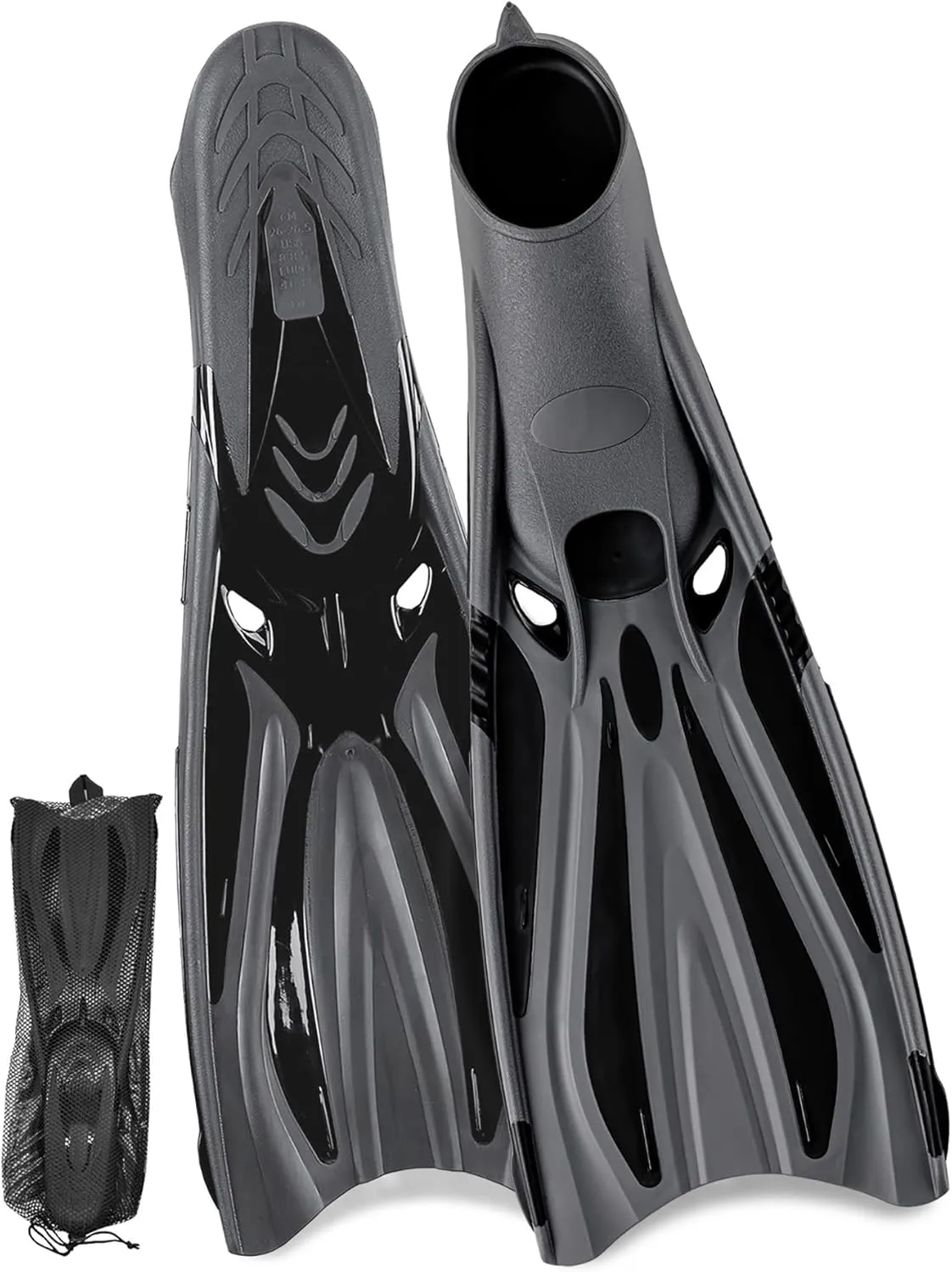 Adult Snorkel Fins - Men & Women's Long Scuba Diving Fins for Travel & Snorkeling