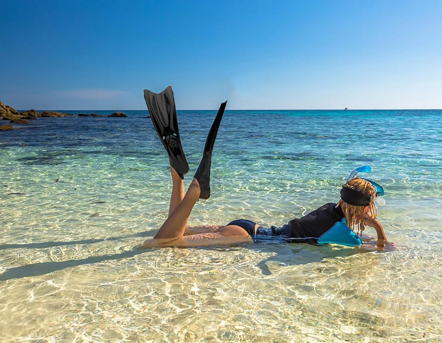 Adult Snorkel Fins - Men & Women's Long Scuba Diving Fins for Travel & Snorkeling