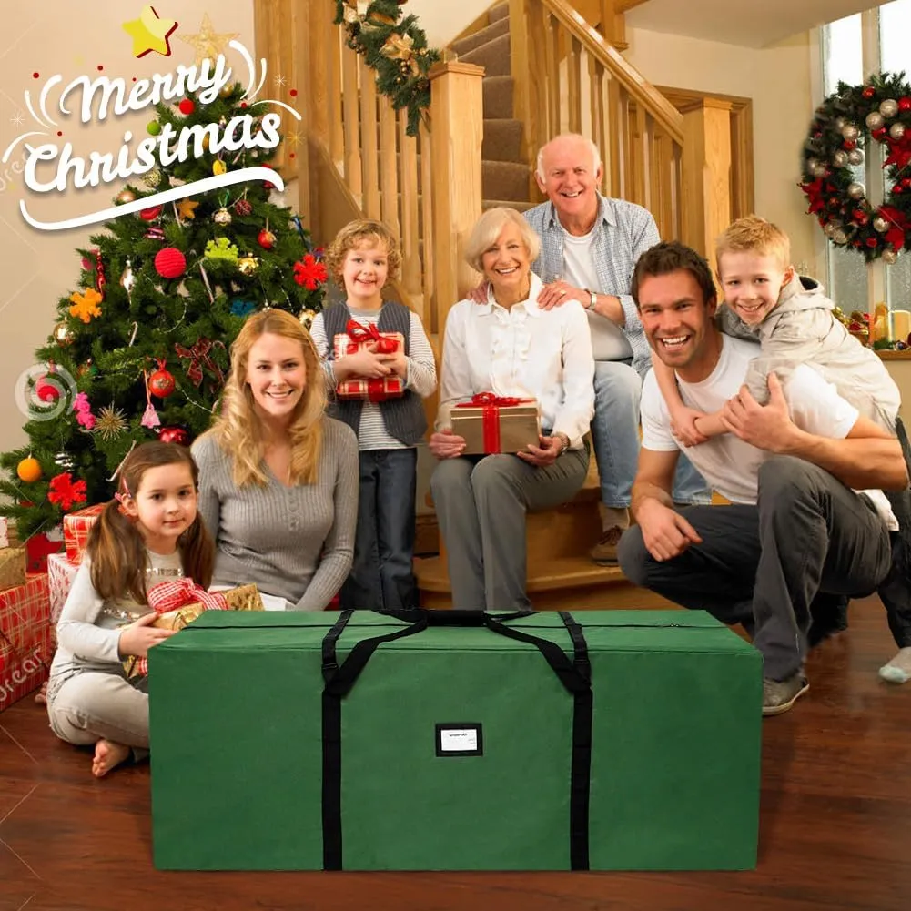 AerWo Christmas Tree Storage Bag 7.5, Extra Large Christmas Tree Storage Box Containers Fits Up to 7.5 Ft Artificial Trees Heavy Duty 600D Oxford Xmas Holiday Tree Bag with Handles & Dual Zipper