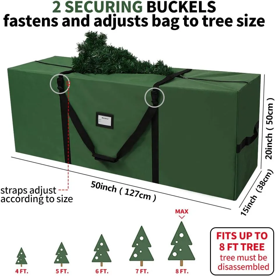 AerWo Christmas Tree Storage Bag 7.5, Extra Large Christmas Tree Storage Box Containers Fits Up to 7.5 Ft Artificial Trees Heavy Duty 600D Oxford Xmas Holiday Tree Bag with Handles & Dual Zipper