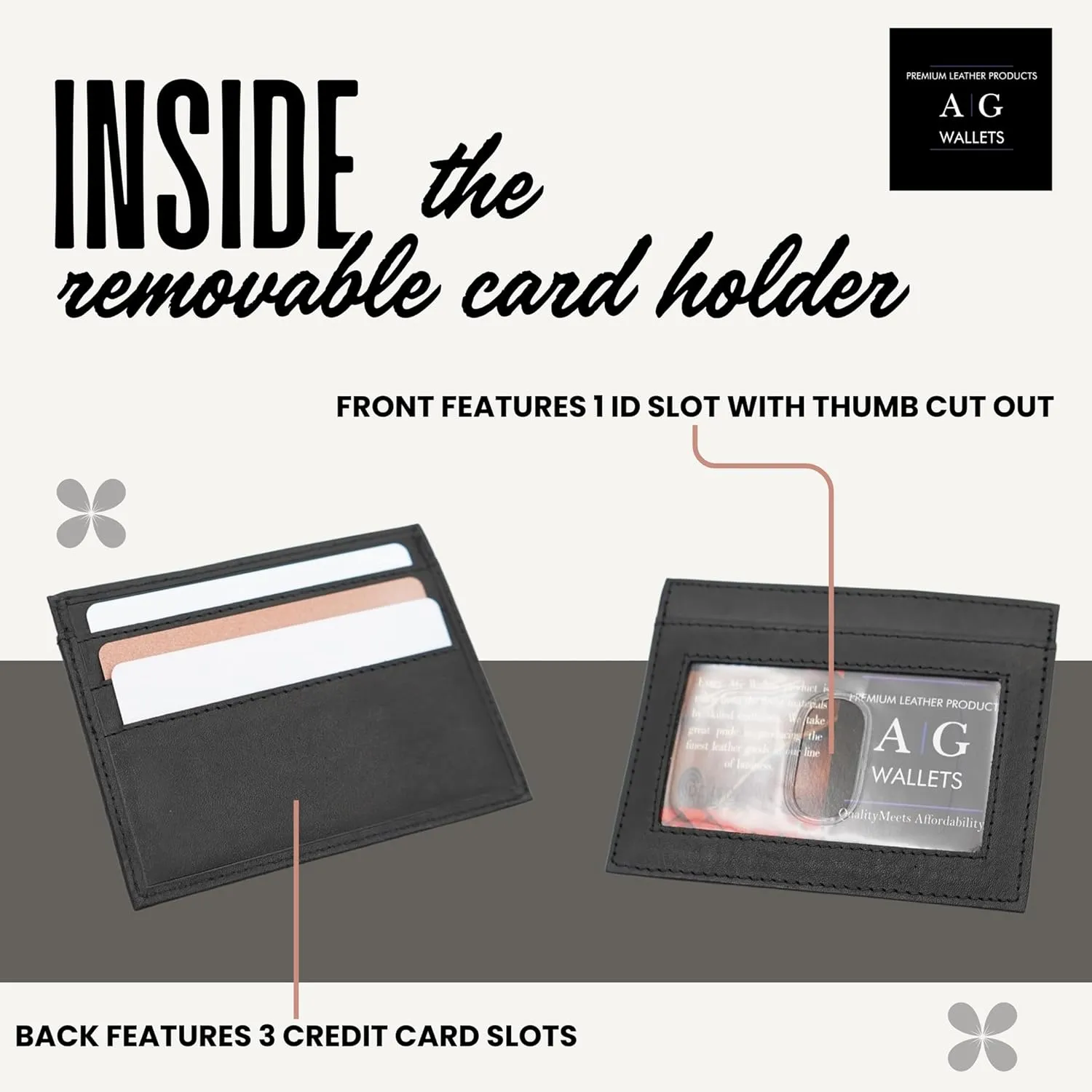 AG Wallets Leather Wallet for Men - Sliding 2-in-1 Bifold Wallet with Removable Card Holder & RFID Protection - Premium Travel Wallet - Versatile & Functional Design - Black