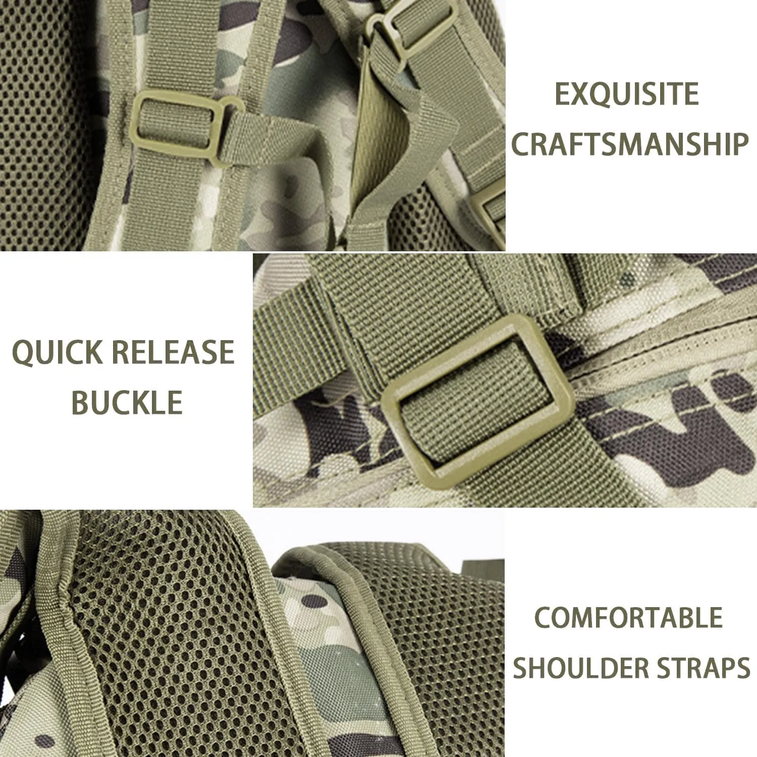 aiGear Tactical Backpack for Men, 25L Military Backpack, 3-Day Bug Out Bag for Camping Hiking Hunting with Molle System Army Daypack (25L ACU)