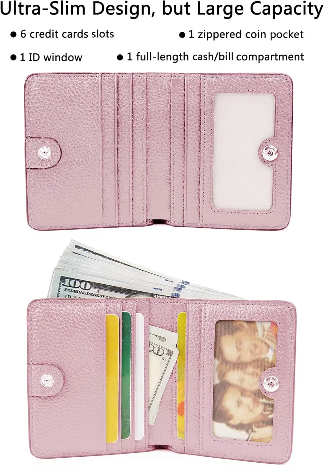 AINIMOER Small Leather Wallet for Women, Ladies Credit Card Holder RFID Blocking Women's Mini Bifold Pocket Purse