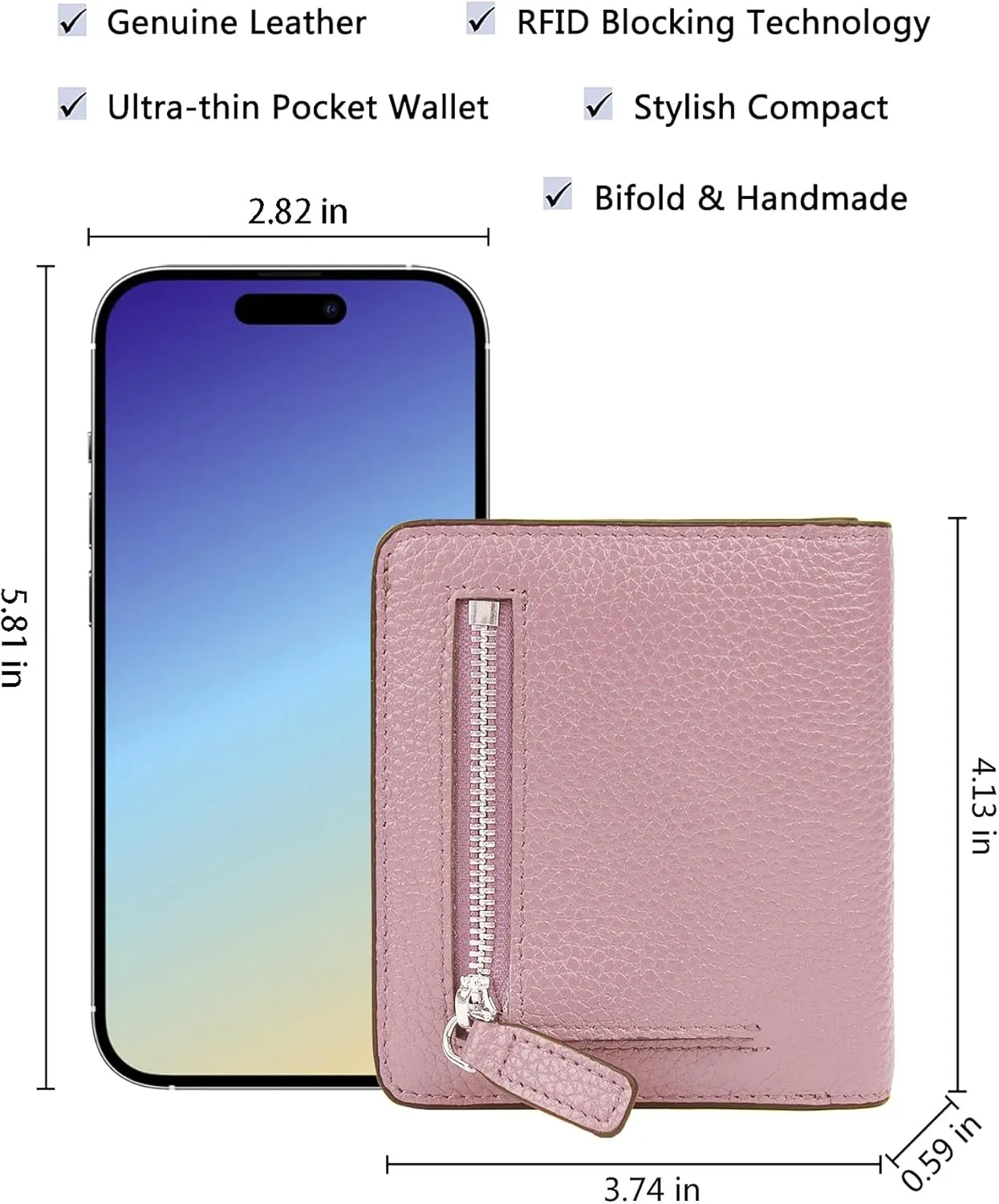 AINIMOER Small Leather Wallet for Women, Ladies Credit Card Holder RFID Blocking Women's Mini Bifold Pocket Purse