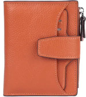 AINIMOER Women's RFID Blocking Leather Small Compact Bi-fold Zipper Pocket Wallet Card Case Purse with id Window