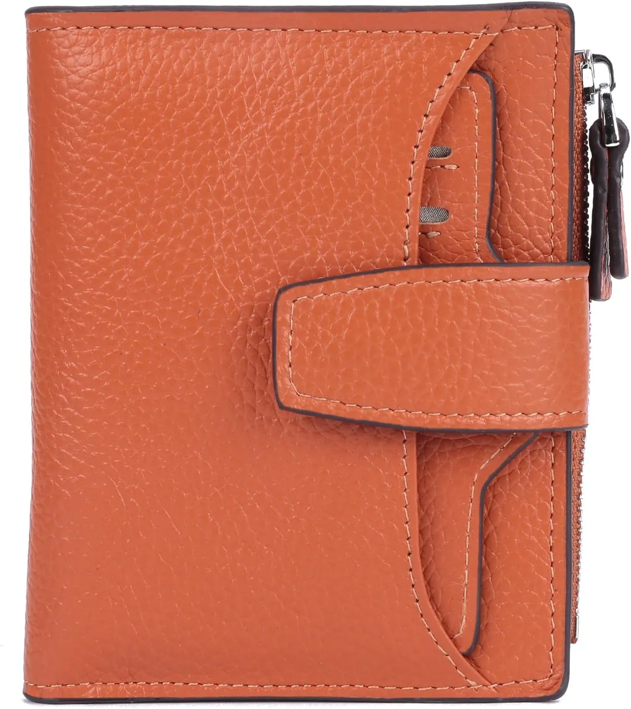 AINIMOER Women's RFID Blocking Leather Small Compact Bi-fold Zipper Pocket Wallet Card Case Purse with id Window