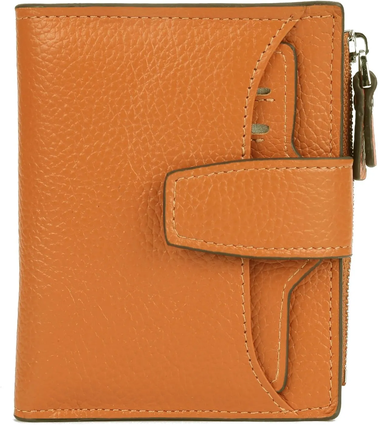 AINIMOER Women's RFID Blocking Leather Small Compact Bi-fold Zipper Pocket Wallet Card Case Purse with id Window
