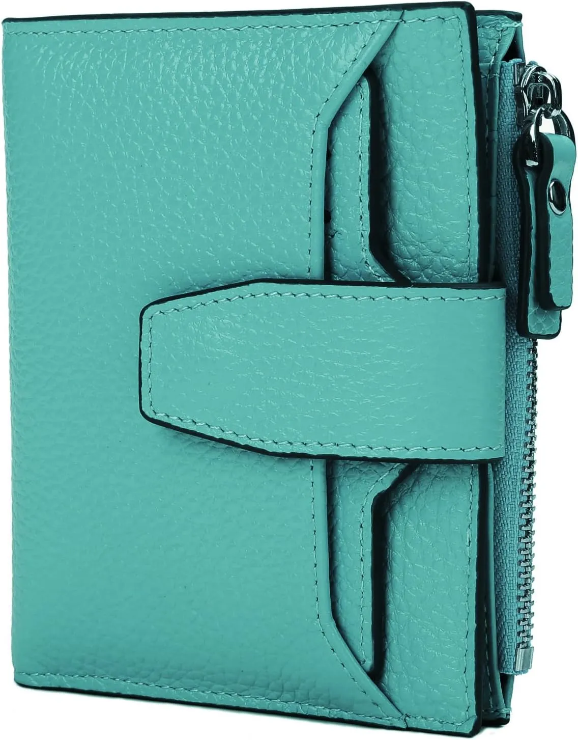 AINIMOER Women's RFID Blocking Leather Small Compact Bi-fold Zipper Pocket Wallet Card Case Purse with id Window