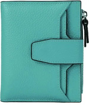 AINIMOER Women's RFID Blocking Leather Small Compact Bi-fold Zipper Pocket Wallet Card Case Purse with id Window