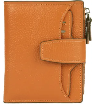 AINIMOER Women's RFID Blocking Leather Small Compact Bi-fold Zipper Pocket Wallet Card Case Purse with id Window
