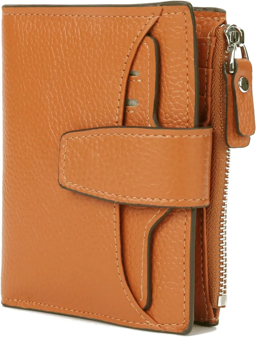 AINIMOER Women's RFID Blocking Leather Small Compact Bi-fold Zipper Pocket Wallet Card Case Purse with id Window
