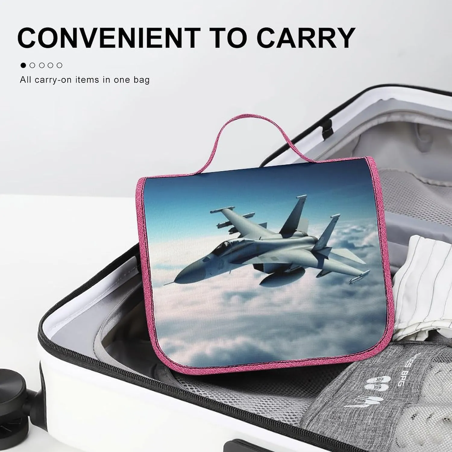 Aircraft Fighter Jets Travel Toiletry Bag for Women,Hanging Toiletry Organizer with Hook, Makeup Bag Travel Organizer for Shampoo,Toiletriesl