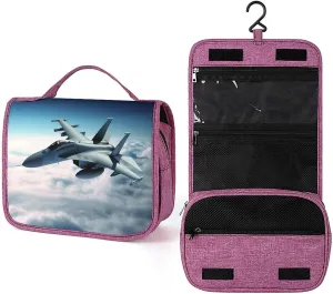 Aircraft Fighter Jets Travel Toiletry Bag for Women,Hanging Toiletry Organizer with Hook, Makeup Bag Travel Organizer for Shampoo,Toiletriesl