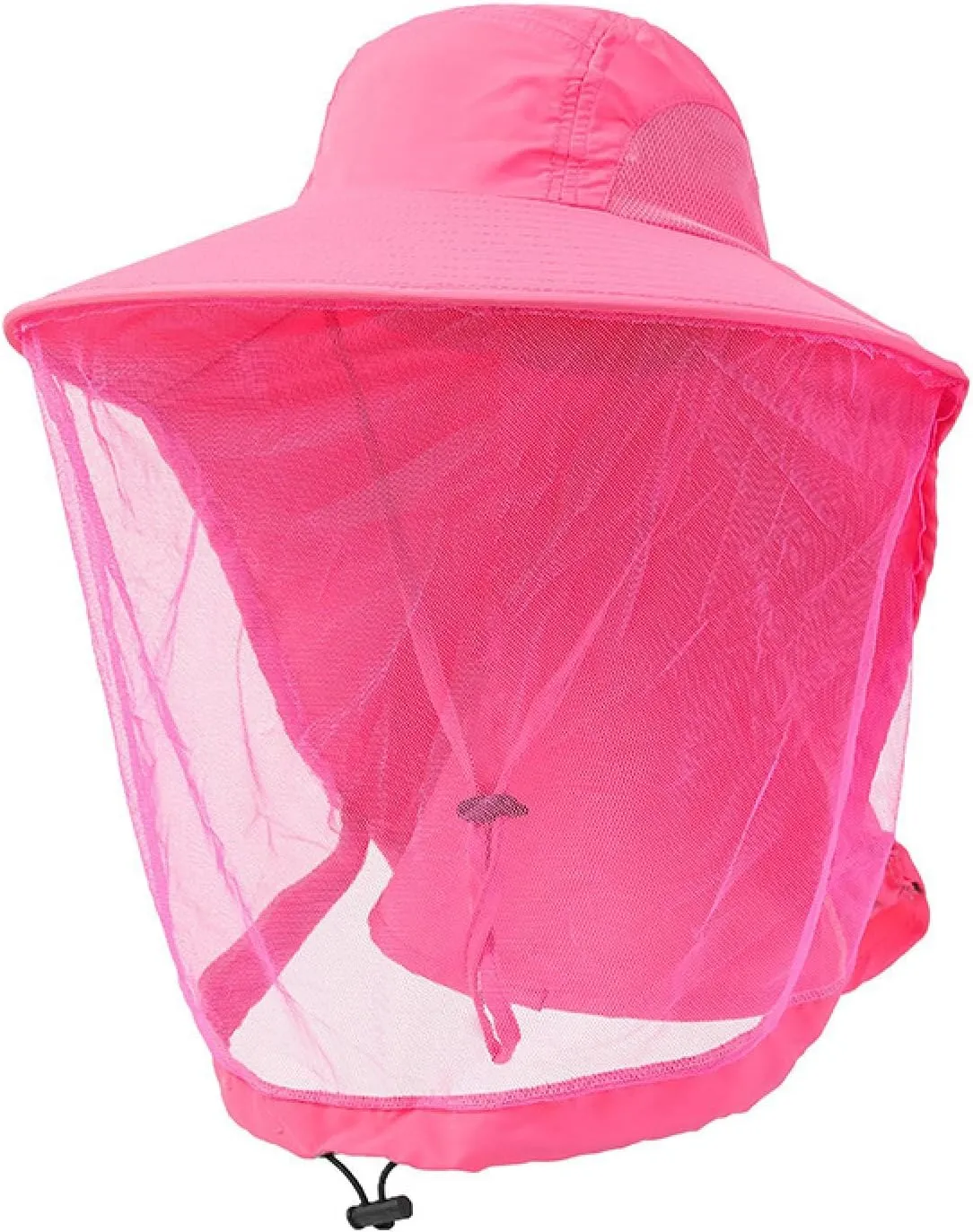 All-Season UPF 50  Unisex Outdoor Fishing Hat with Wide Brim and Hidden Neck Flap - Breathable Mosquito Net, Adjustable for Comfort, Ideal for Hiking, Climbing, and Gardening Watermelon Red