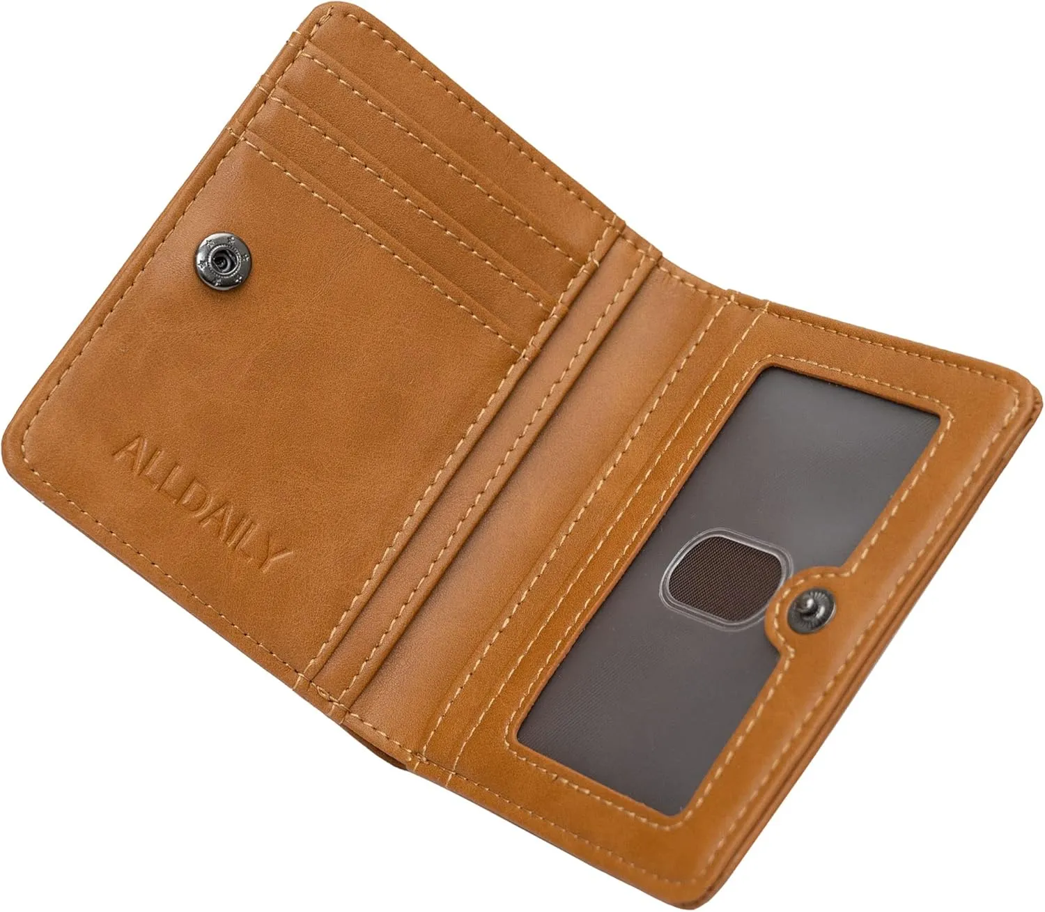 Alldaily Small RFID Wallet for Women Slim Compact Bifold Pocket Ladies Travel Mini Purse (Brown)