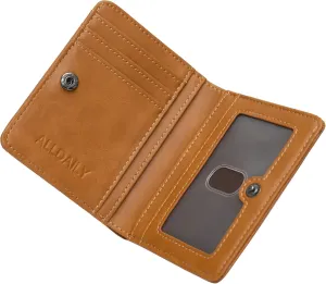 Alldaily Small RFID Wallet for Women Slim Compact Bifold Pocket Ladies Travel Mini Purse (Brown)