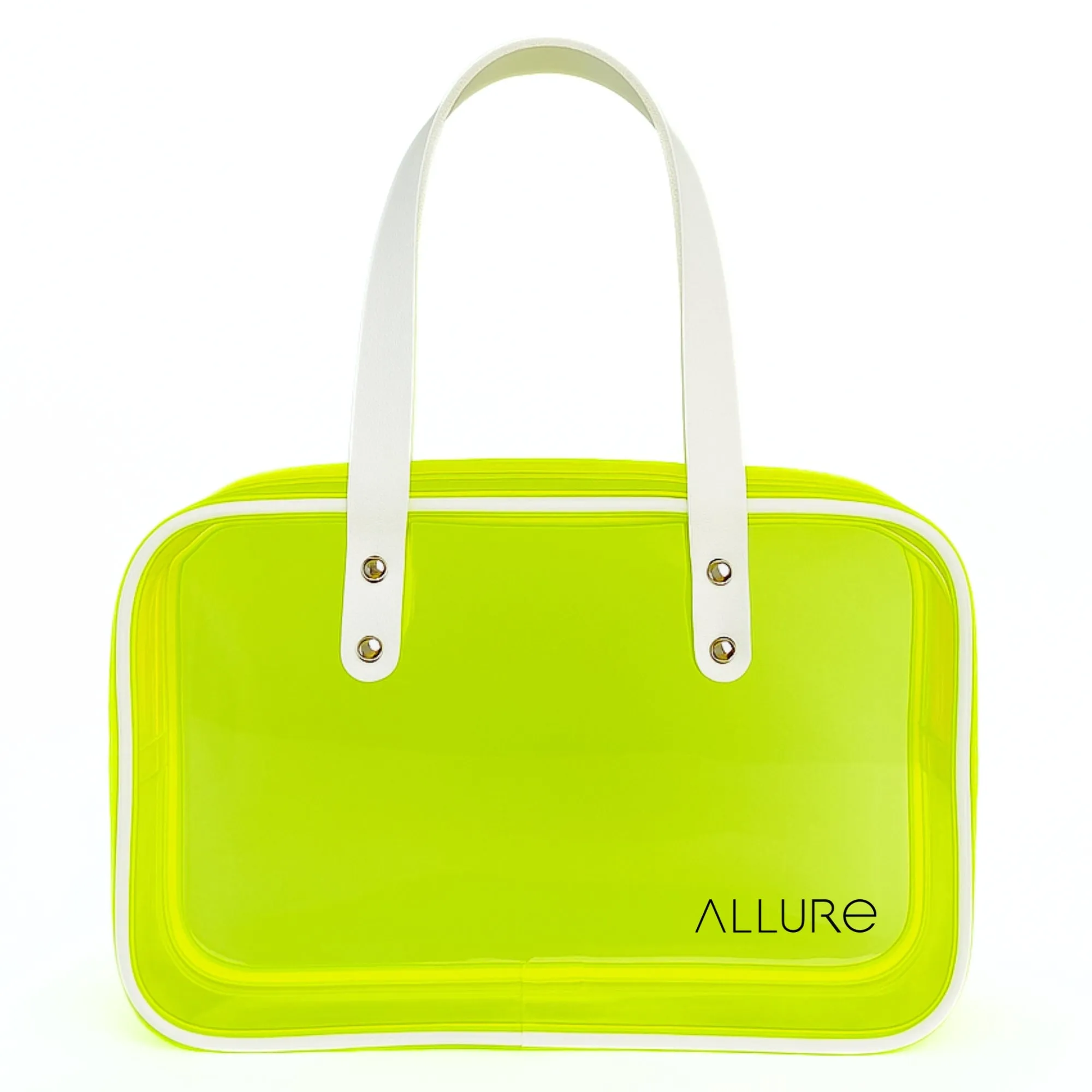 Allure Transparent Green Travel Toiletry Bag with White Handles (AHBG_07)