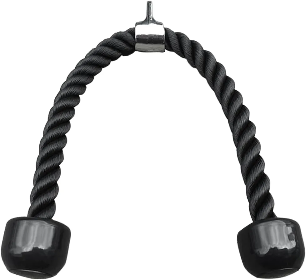 Alomejor Duty Black Nylon Rope, 27in Pull Down Rope, Triceps, Biceps System with Non Slip Cable Attachment for Grip Strength