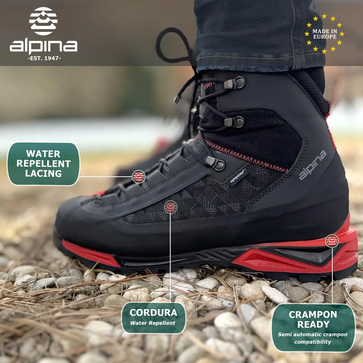Alpina CARABINER - Made in Europe - Men's | Women's Mountaineering Boots - Waterproof - Sympatex Brathable Membrane - Vibram - Textile & Synthetic or Leather Upper