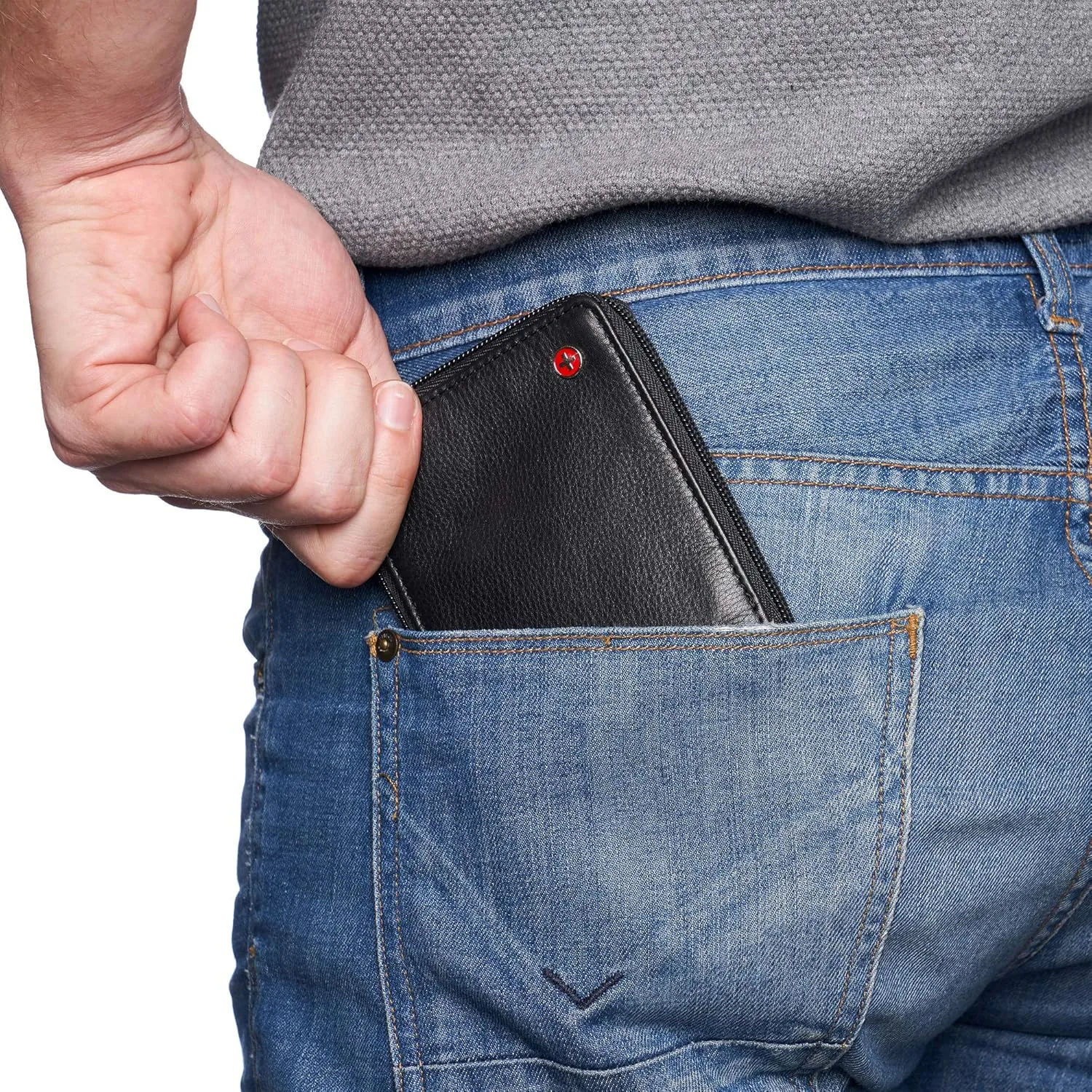 Alpine Swiss Logan Zipper Bifold Wallet For Men or Women RFID Safe Comes in a Gift Box