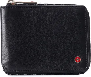 Alpine Swiss Logan Zipper Bifold Wallet For Men or Women RFID Safe Comes in a Gift Box