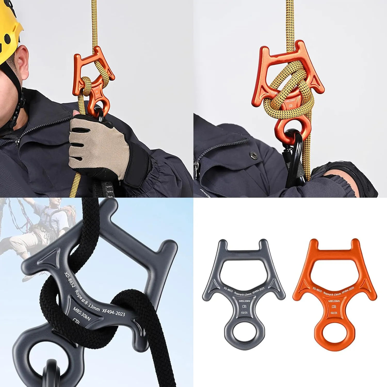 Aluminum Alloys Downhills Descender Rappel Belays Abseiling Mountaineering Device for Rock Climbing and Succour