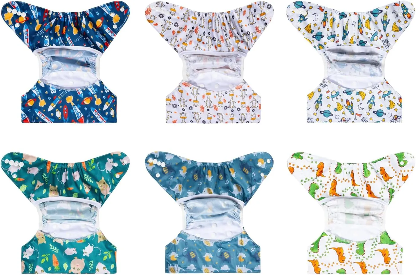 ALVABABY 6pcs Cloth Diaper Covers & 1 Wet Dry Bag, Washable Reusable Diaper Shell for Prefold with Multi-Functional Bag