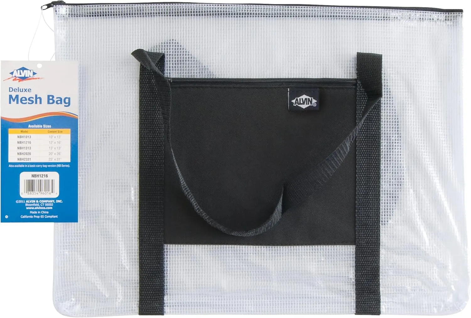 ALVIN - Clear Premium Mesh Kit Zipper Bag with Handle, Multi-Use Organization Bag for Item Storage and Arranging, Great for Needlework Projects, Art Supplies, and Travel - 12 x 16 Inches