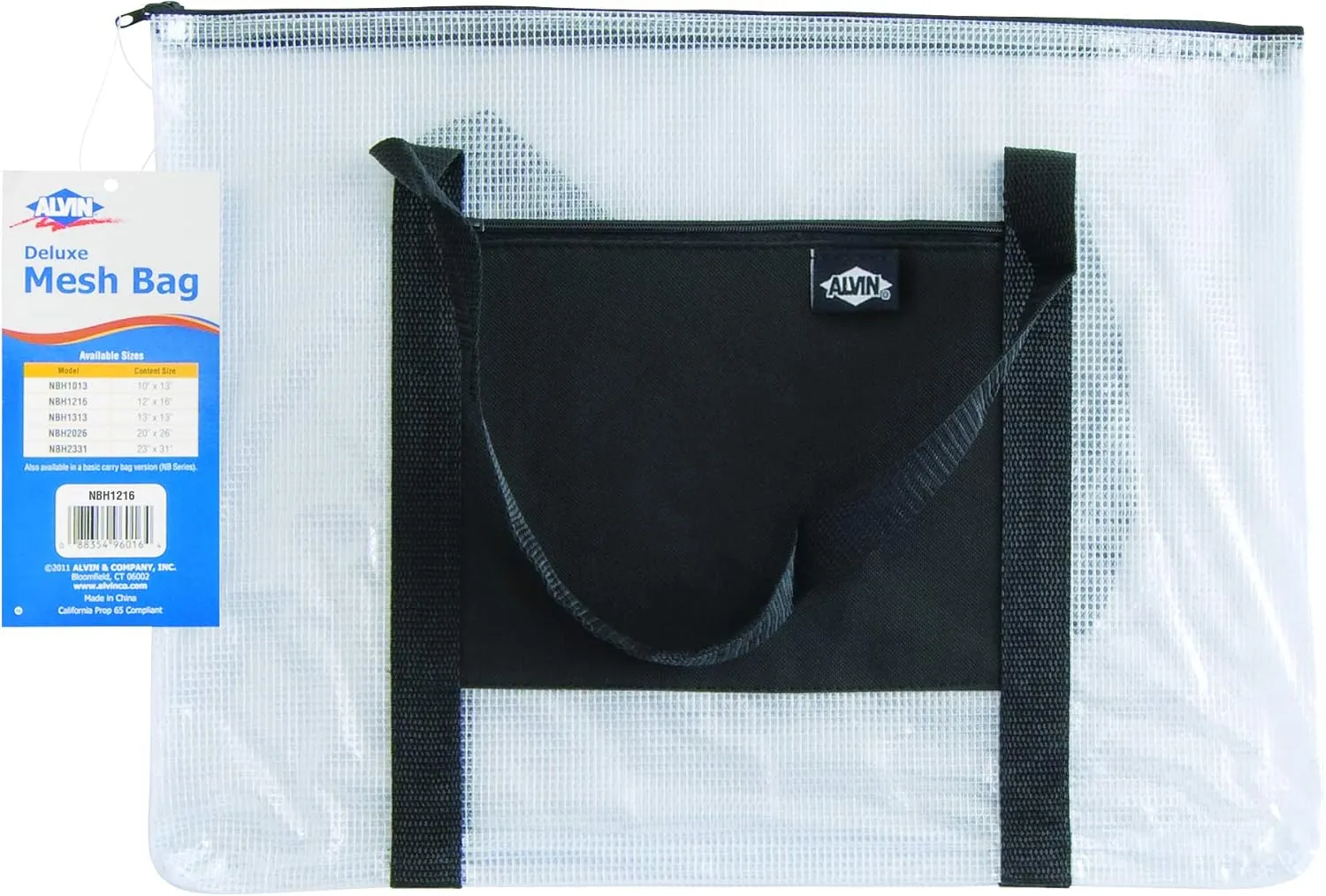 ALVIN - Clear Premium Mesh Kit Zipper Bag with Handle, Multi-Use Organization Bag for Item Storage and Arranging, Great for Needlework Projects, Art Supplies, and Travel - 12 x 16 Inches