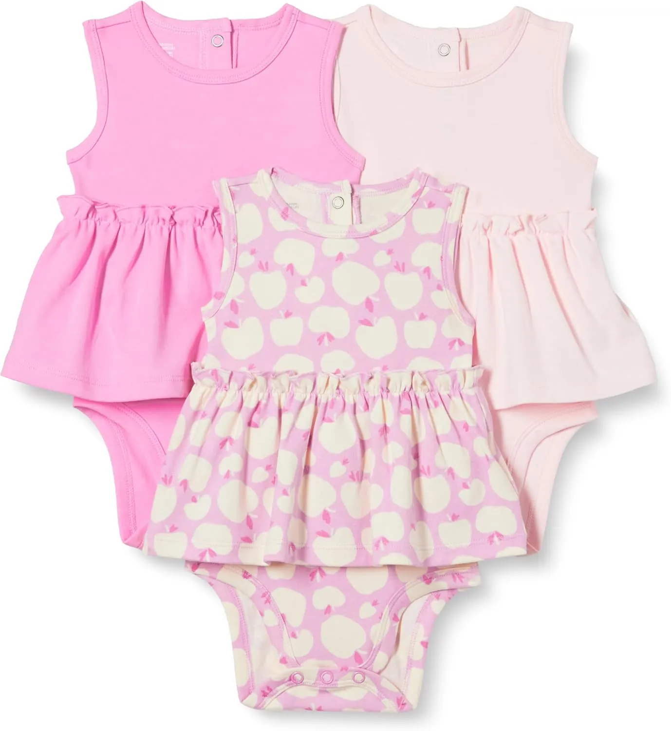 Amazon Essentials Baby Girls' Sleeveless Bodysuit Dress, Pack of 3