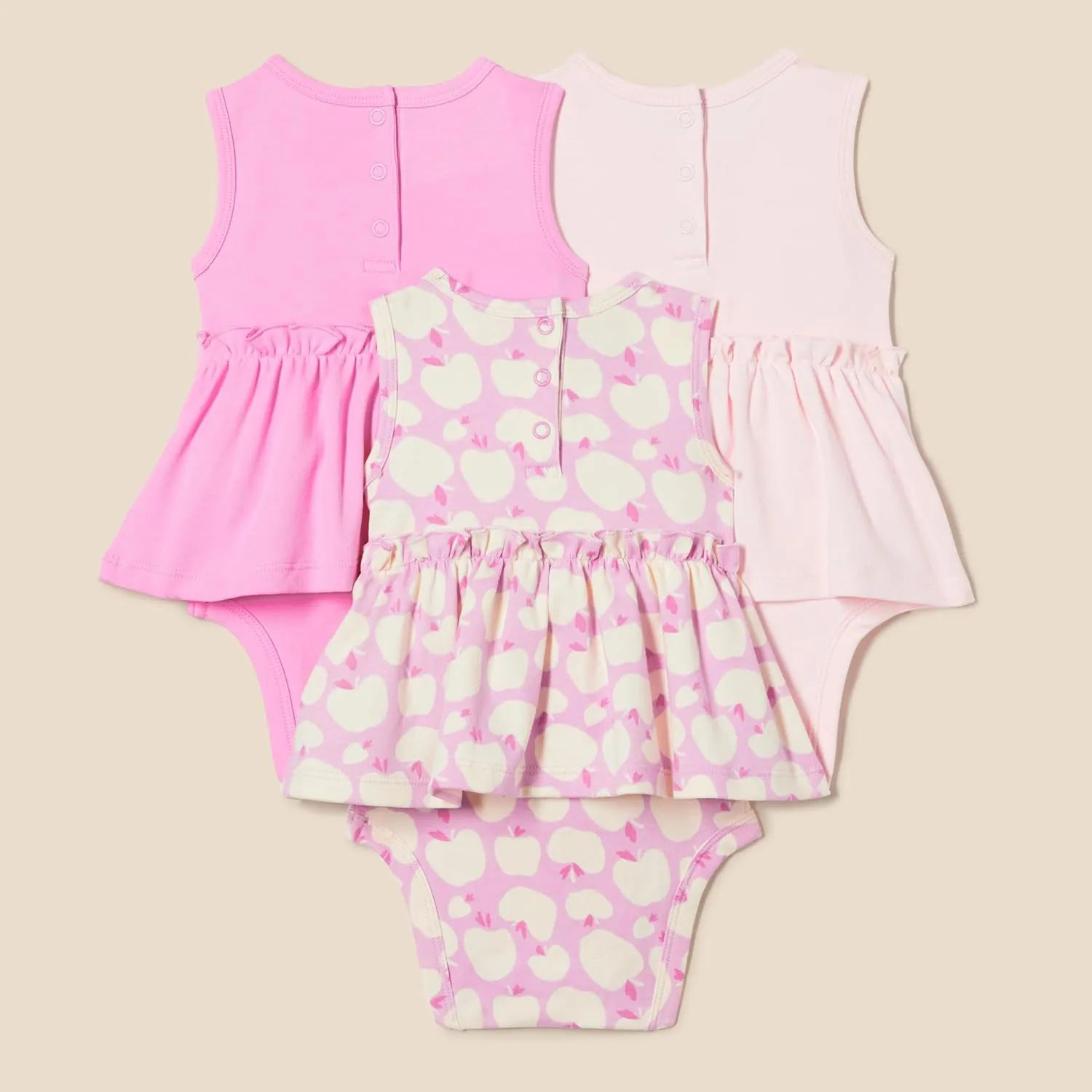 Amazon Essentials Baby Girls' Sleeveless Bodysuit Dress, Pack of 3