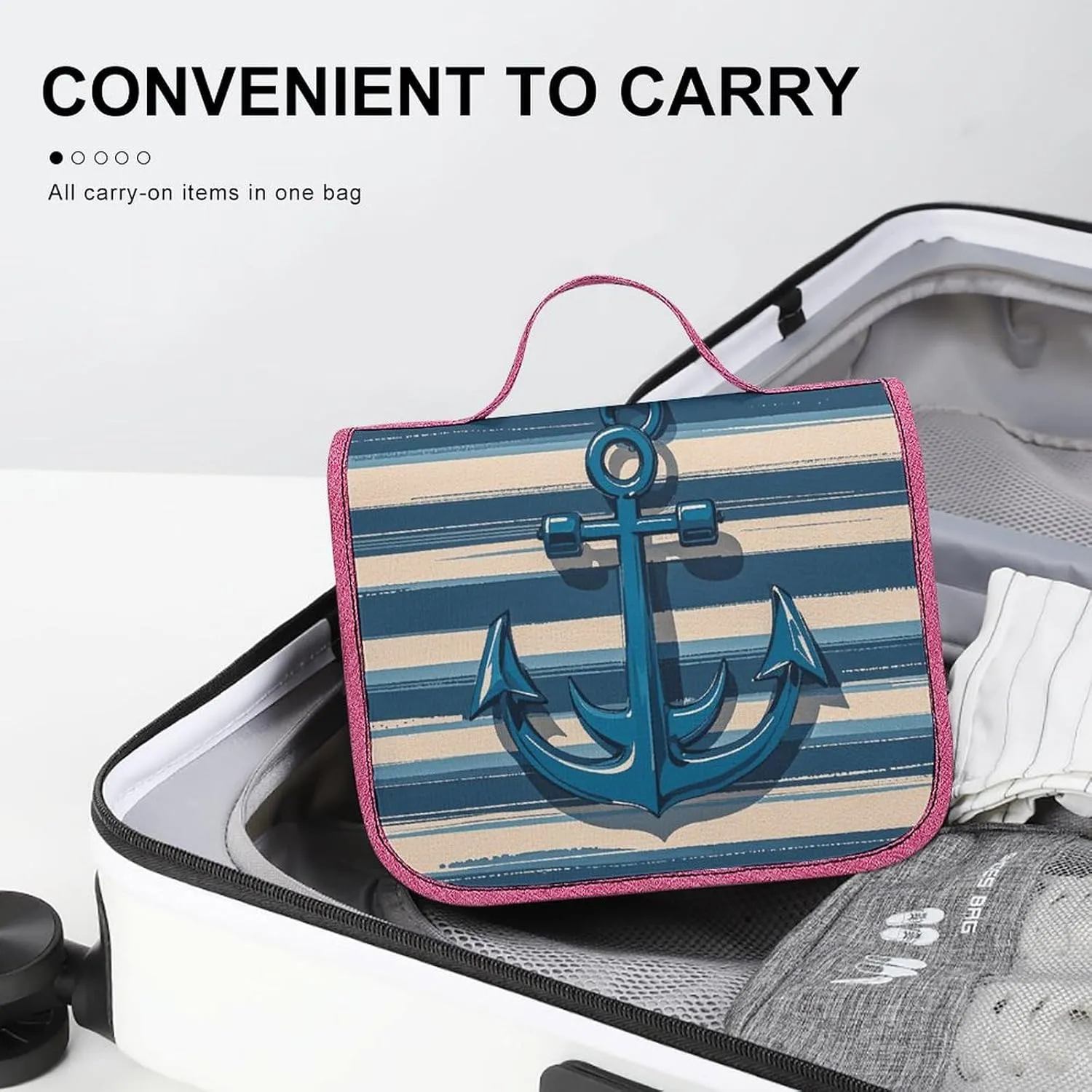 Anchor Travel Toiletry Bag for Women,Hanging Toiletry Organizer with Hook, Makeup Bag Travel Organizer for Shampoo,Toiletriesl