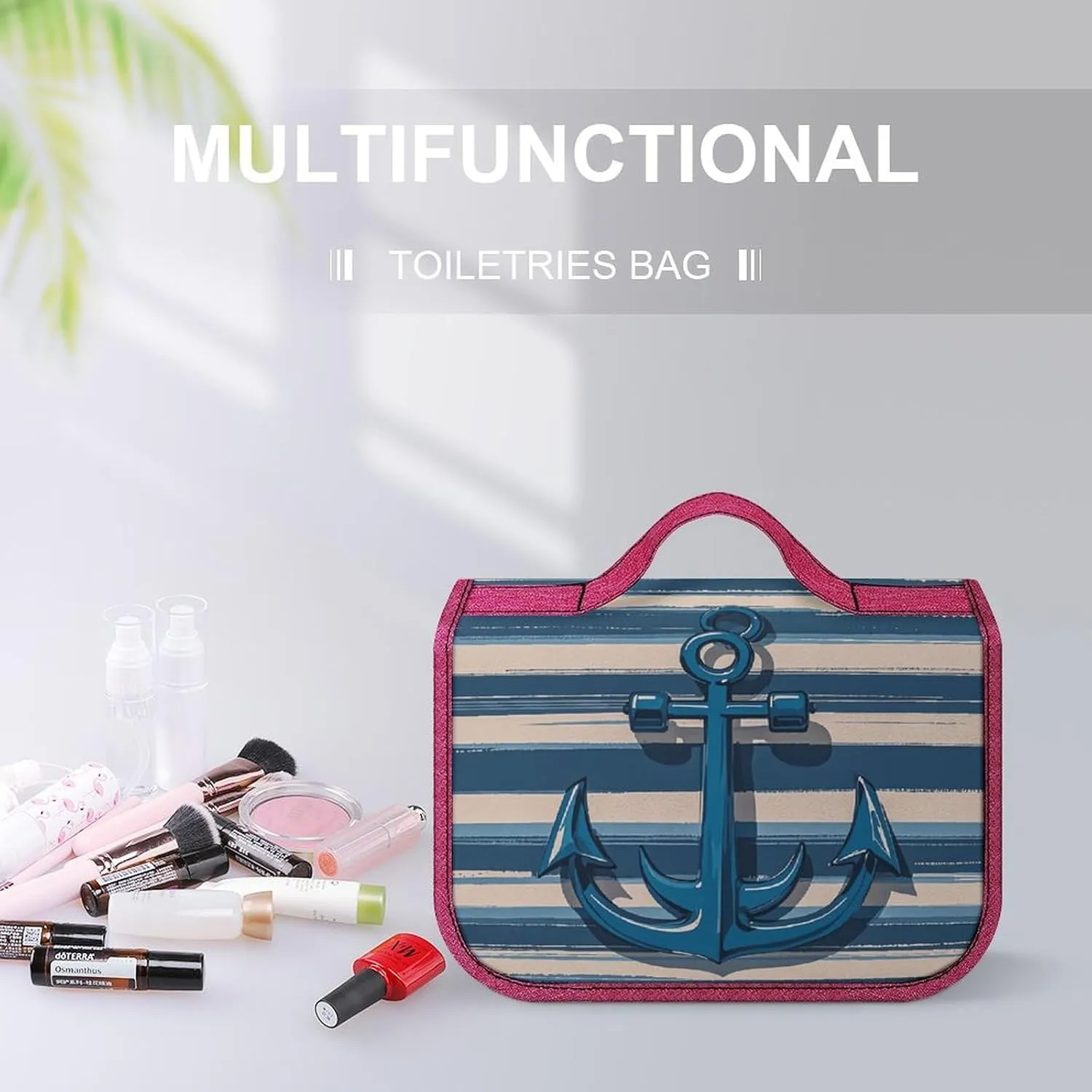 Anchor Travel Toiletry Bag for Women,Hanging Toiletry Organizer with Hook, Makeup Bag Travel Organizer for Shampoo,Toiletriesl