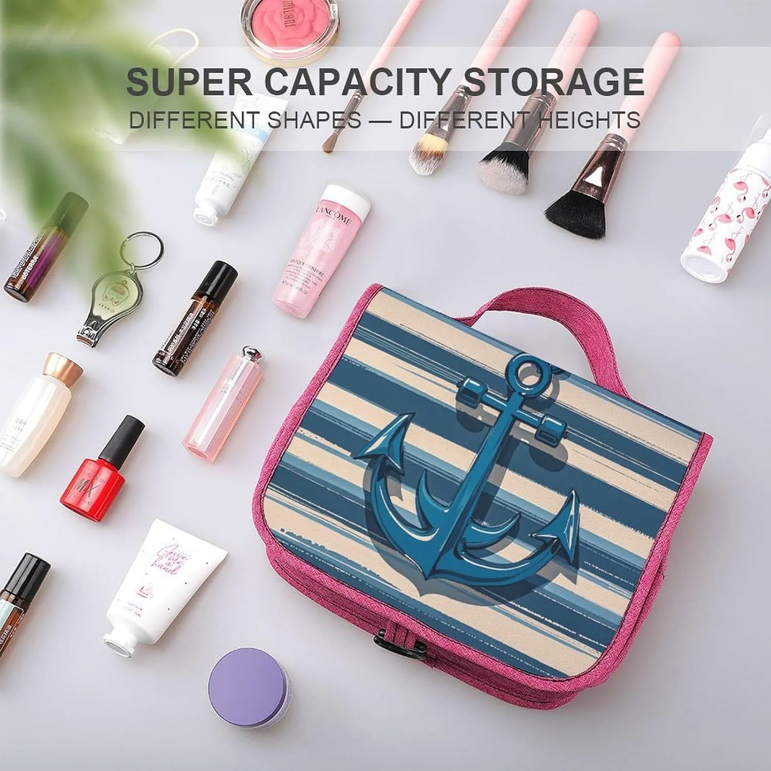 Anchor Travel Toiletry Bag for Women,Hanging Toiletry Organizer with Hook, Makeup Bag Travel Organizer for Shampoo,Toiletriesl