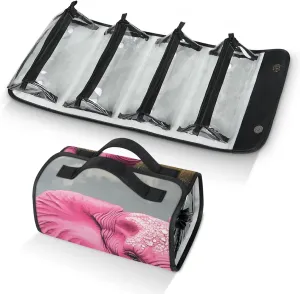 Animal Elephant Travel Toiletry Bag for Women, 4 in 1 Roll Up Makeup Cosmetic Bag With 4 Removable PVC Zipper Pouch