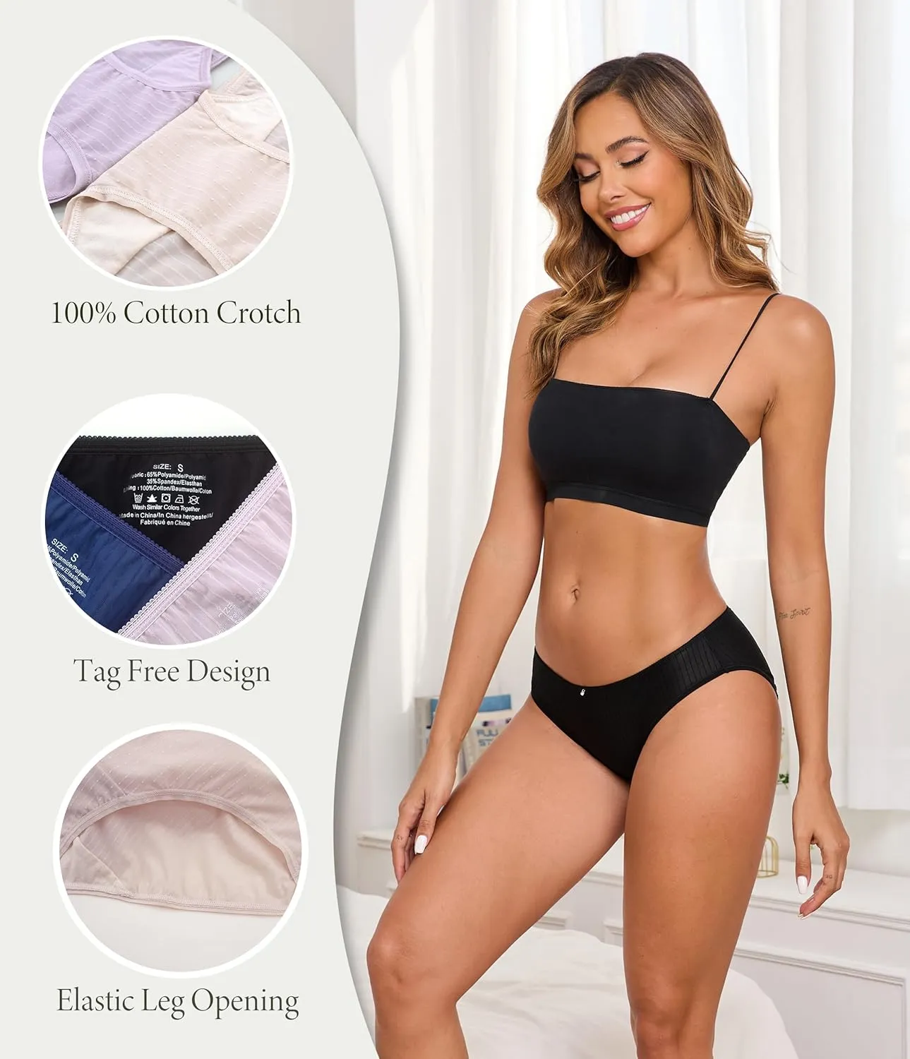 ANLIQI Quick Dry Underwear for Women Travel Panties Pack Nylon Hipster Panty Soft&Lightweight Bikini Brief Stay Fresh Undies