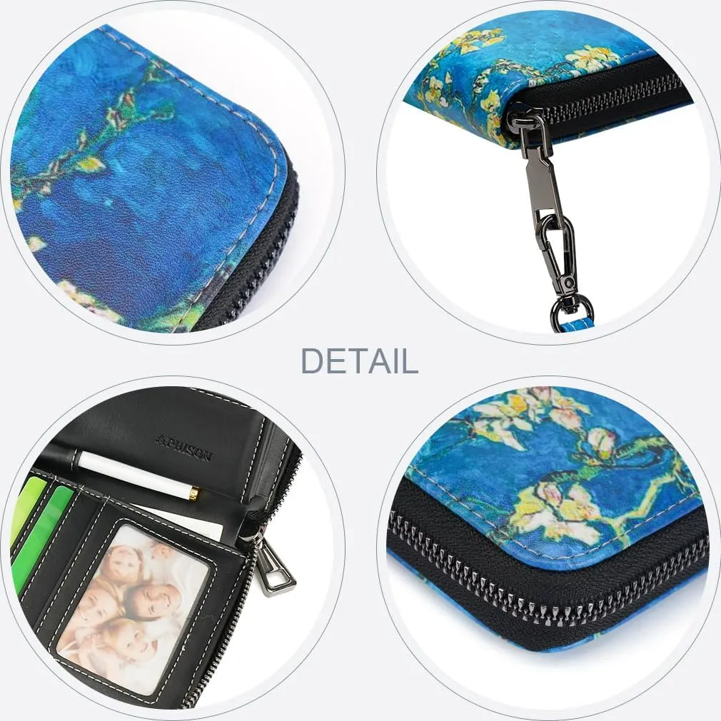 APHISON Wallet Women Large Capacity Clutch Purse For Ladies Card Holder RFID Wristlet Phone Zipper Coin Travel Pocket