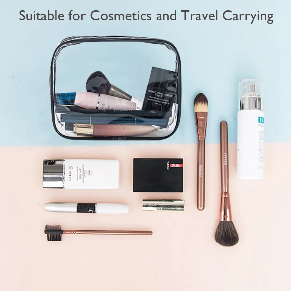 APREUTY Clear Makeup Bags, TSA Approved 6 Pcs Cosmetic Makeup Bags Set Clear PVC with Zipper Handle Portable Travel Luggage Pouch Airport Airline Vacation Organization (Clear)