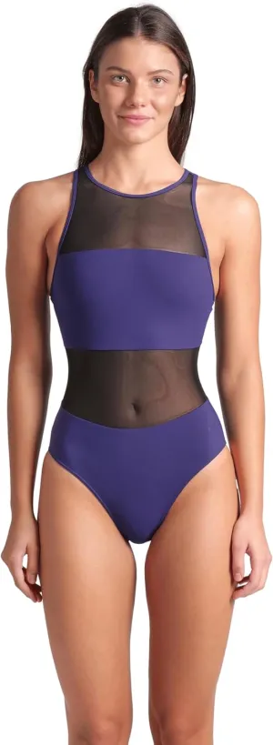ARENA Feel Women's Mesh Panels Vent Back One Piece Swimsuit Elegant Sexy Ladies Bathing Suit Stretchy Sophisticated Swimwear