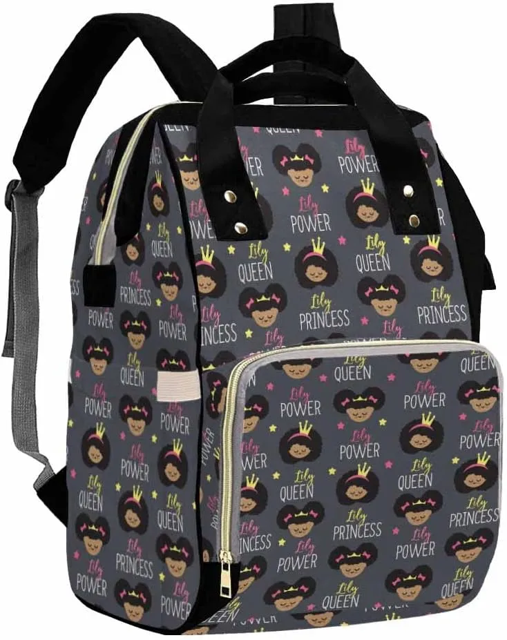 Artsadd Personalized Diaper Bag with Name, Customized Princess Queen Star Nappy Backpack with Thermal Pockets Handbag Shoulder Bag Multi-function Bags for Women Men