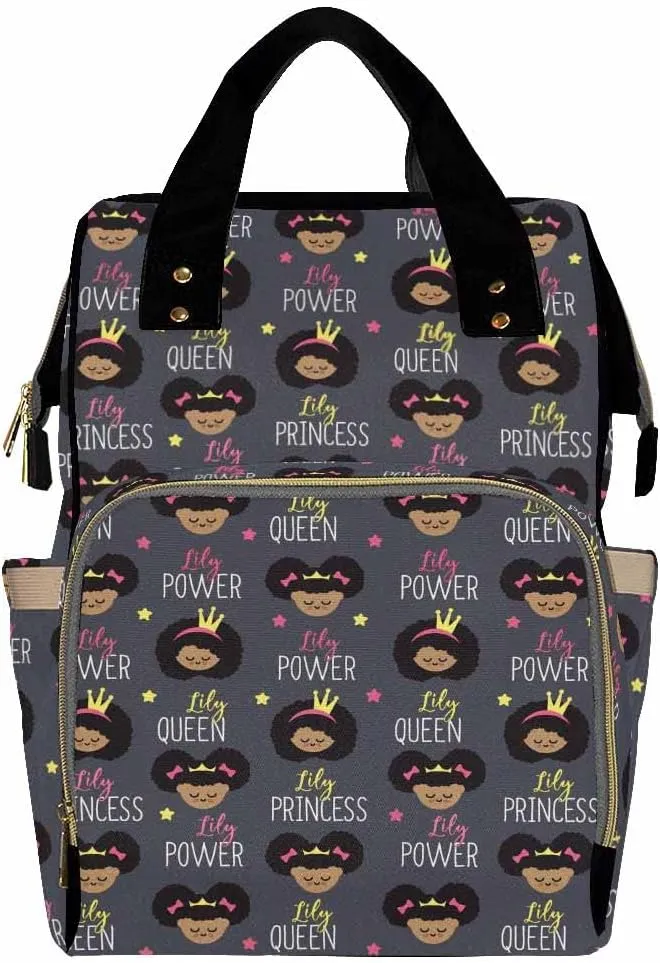 Artsadd Personalized Diaper Bag with Name, Customized Princess Queen Star Nappy Backpack with Thermal Pockets Handbag Shoulder Bag Multi-function Bags for Women Men
