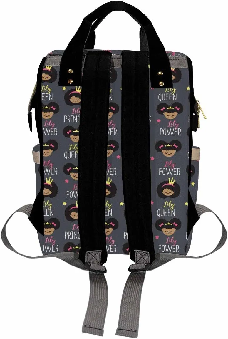 Artsadd Personalized Diaper Bag with Name, Customized Princess Queen Star Nappy Backpack with Thermal Pockets Handbag Shoulder Bag Multi-function Bags for Women Men